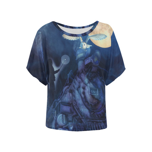 Journey to the Magic Academy Women's Batwing-Sleeved Blouse T shirt (Model T44)