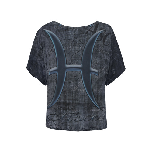 Astrology Zodiac Sign Pisce in Grunge Style Women's Batwing-Sleeved Blouse T shirt (Model T44)