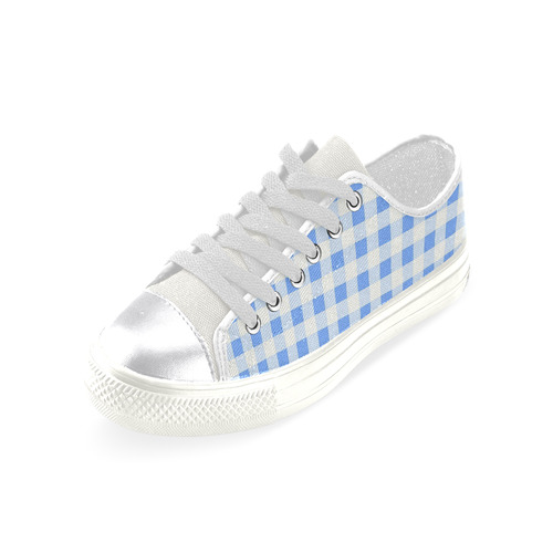 Sky Blue Gingham Women's Classic Canvas Shoes (Model 018)