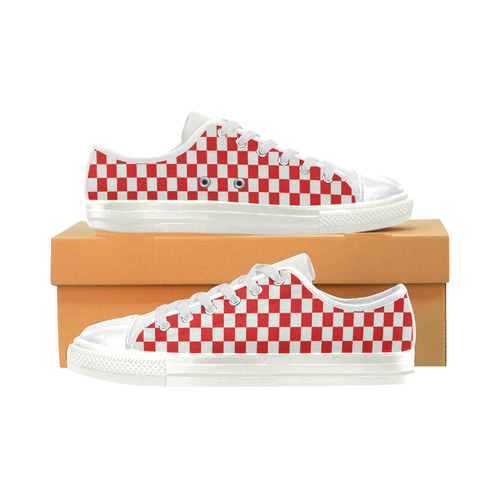 Bright Red Gingham Women's Classic Canvas Shoes (Model 018)