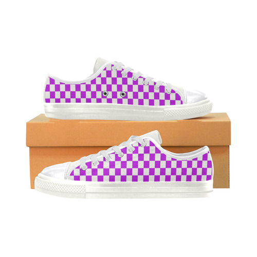 Bright Purple Gingham Women's Classic Canvas Shoes (Model 018)