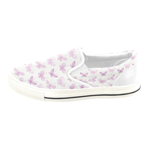 Fantastic Pink Butterflies Women's Slip-on Canvas Shoes/Large Size (Model 019)