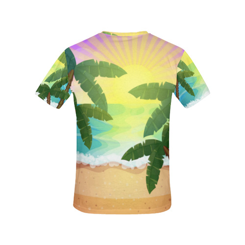 Tropical Sunset Palm Trees Beach All Over Print T-Shirt for Women (USA Size) (Model T40)