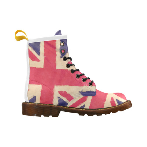 British UNION JACK flag grunge style High Grade PU Leather Martin Boots For Women Model 402H