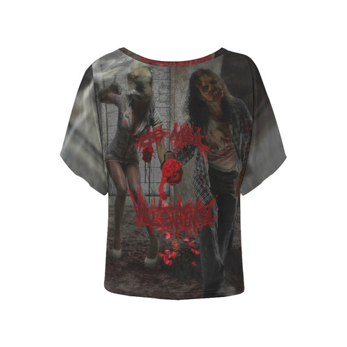 Valentines Day Zombie Couple Women's Batwing-Sleeved Blouse T shirt (Model T44)