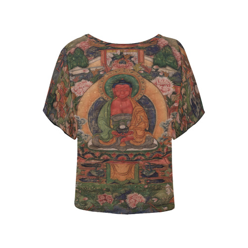 Buddha Amitabha in His Pure Land of Suvakti Women's Batwing-Sleeved Blouse T shirt (Model T44)