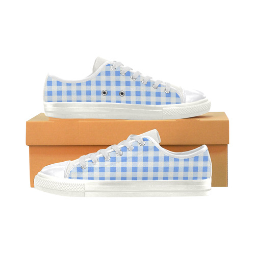 Sky Blue Gingham Women's Classic Canvas Shoes (Model 018)