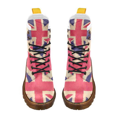 British UNION JACK flag grunge style High Grade PU Leather Martin Boots For Women Model 402H