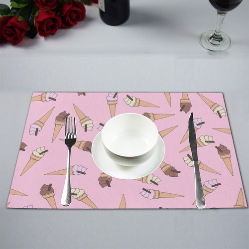 Pink Fun Ice Cream Pattern Placemat 12’’ x 18’’ (Set of 6)