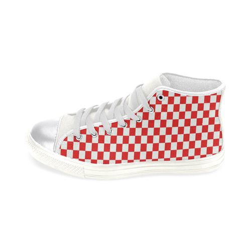 Bright Red Gingham Women's Classic High Top Canvas Shoes (Model 017)
