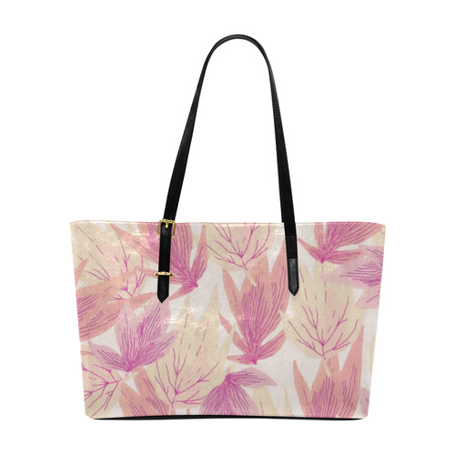 Watercolor Floral Leaf Pattern- Euramerican Tote Bag/Large (Model 1656)