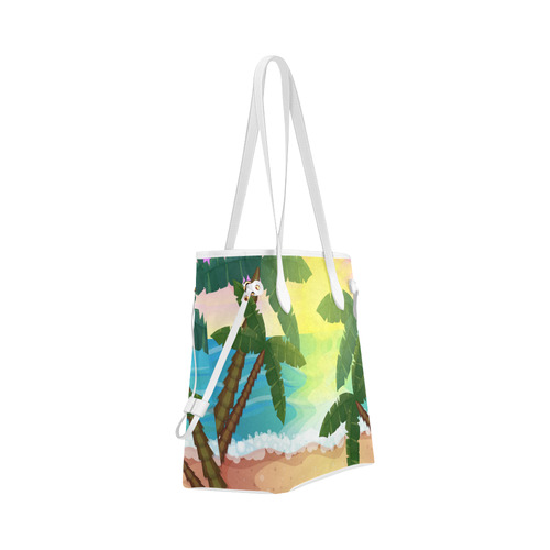 Tropical Sunset Palm Trees Beach Clover Canvas Tote Bag (Model 1661)