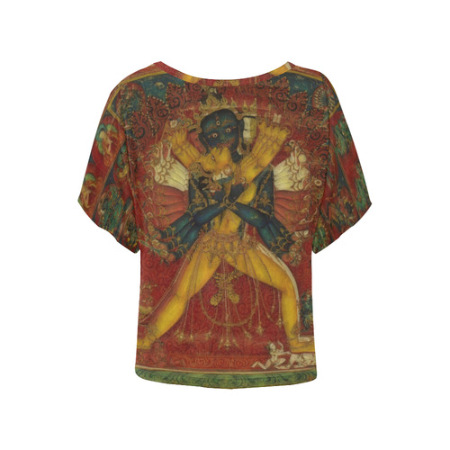 Buddhist Deity Kalachakra Women's Batwing-Sleeved Blouse T shirt (Model T44)