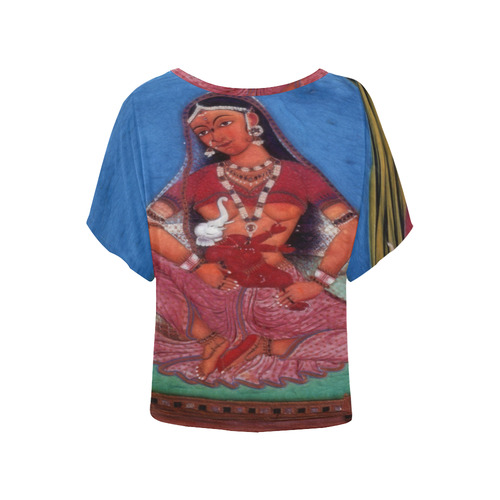 Deity Parvati with her Son Ganesha Women's Batwing-Sleeved Blouse T shirt (Model T44)