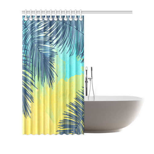 Palm Trees Tropical Watercolor Shower Curtain 66"x72"