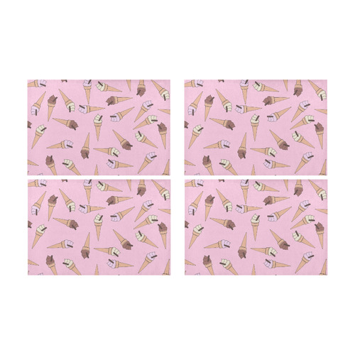 Pink Fun Ice Cream Pattern Placemat 12’’ x 18’’ (Four Pieces)