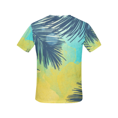 Palm Trees Tropical Watercolor All Over Print T-Shirt for Women (USA Size) (Model T40)