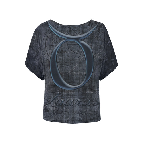 Astrology Zodiac Sign Taurus in Grunge Style Women's Batwing-Sleeved Blouse T shirt (Model T44)