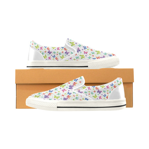 Colorful Butterflies Women's Slip-on Canvas Shoes/Large Size (Model 019)