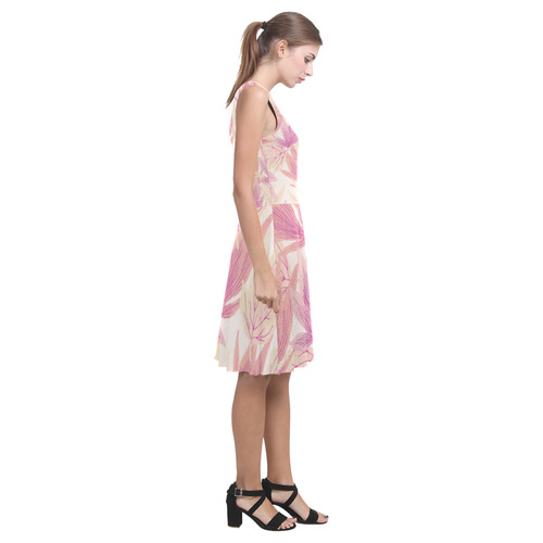 Watercolor Floral Leaf Pattern- Atalanta Casual Sundress(Model D04)