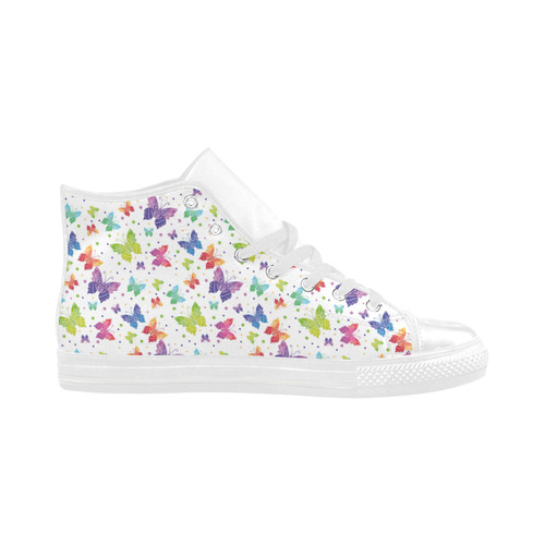 Colorful Butterflies Aquila High Top Microfiber Leather Women's Shoes (Model 032)
