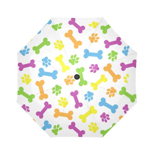 Dog Paws Bones Blue Green Yellow Auto-Foldable Umbrella (Model U04)