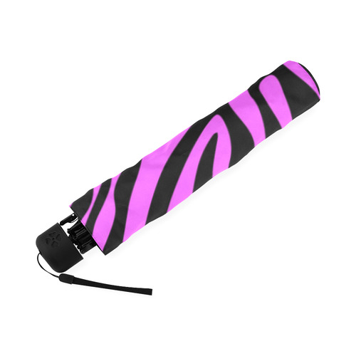 Zebra Stripes Pattern - Trend Colors Black Pink Foldable Umbrella (Model U01)