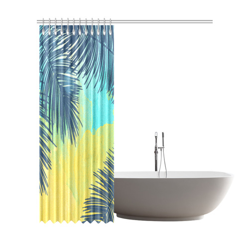 Palm Trees Tropical Watercolor Shower Curtain 72"x84"