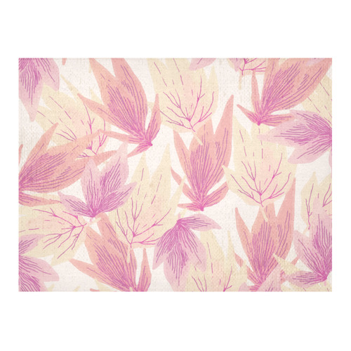 Watercolor Floral Leaf Pattern- Cotton Linen Tablecloth 52"x 70"