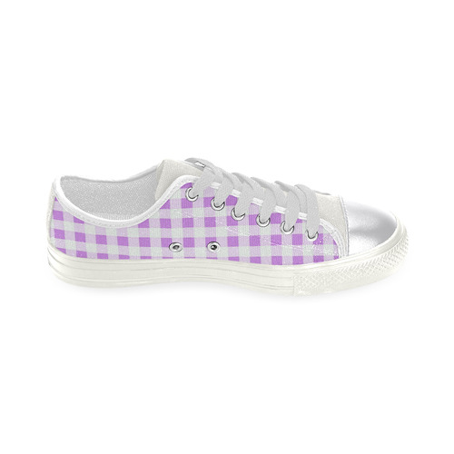 Lavender Gingham Women's Classic Canvas Shoes (Model 018)