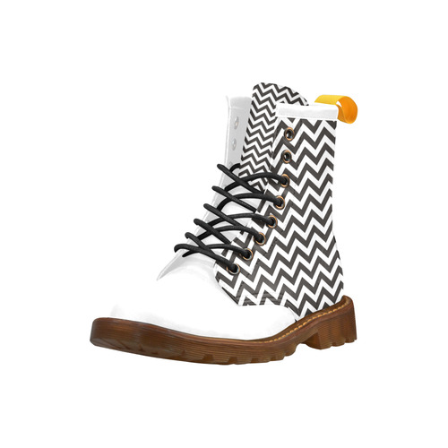 HIPSTER zigzag chevron pattern black & white High Grade PU Leather Martin Boots For Women Model 402H