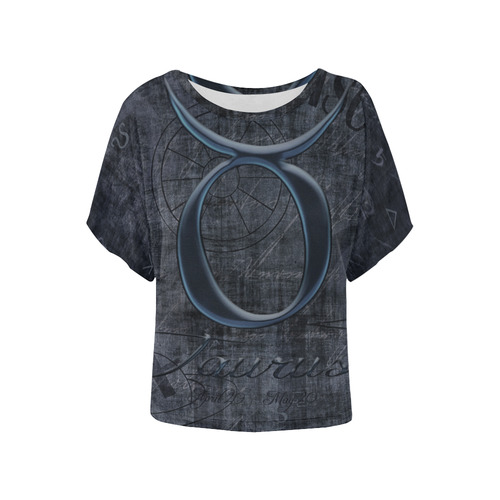 Astrology Zodiac Sign Taurus in Grunge Style Women's Batwing-Sleeved Blouse T shirt (Model T44)