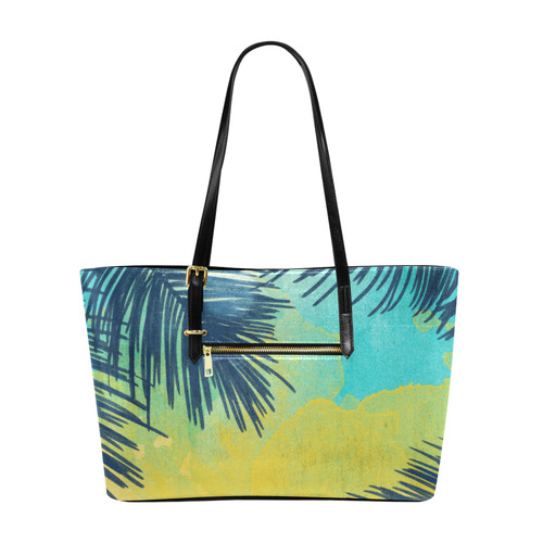 Palm Trees Tropical Watercolor Euramerican Tote Bag/Large (Model 1656)