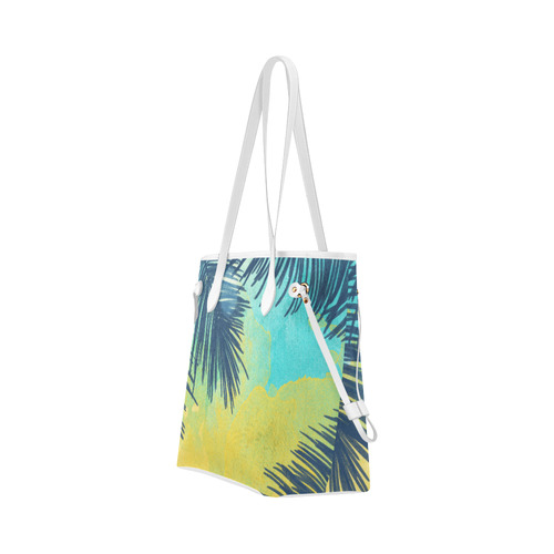 Palm Trees Tropical Watercolor Clover Canvas Tote Bag (Model 1661)