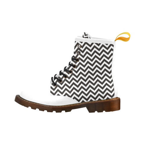 HIPSTER zigzag chevron pattern black & white High Grade PU Leather Martin Boots For Women Model 402H