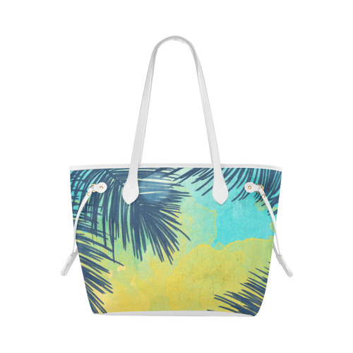 Palm Trees Tropical Watercolor Clover Canvas Tote Bag (Model 1661)