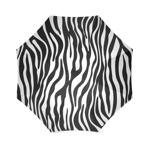 Zebra Stripes Pattern - Traditional Black White Foldable Umbrella (Model U01)