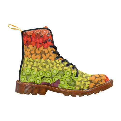 Red Green Yeelow Fruit Pattern Kiwi Grapes Martin Boots For Women Model 1203H