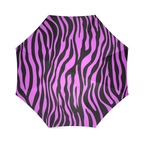 Zebra Stripes Pattern - Trend Colors Black Pink Foldable Umbrella (Model U01)