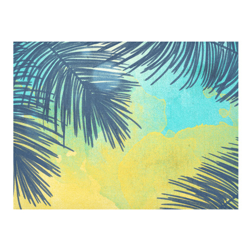 Palm Trees Tropical Watercolor Cotton Linen Tablecloth 52"x 70"
