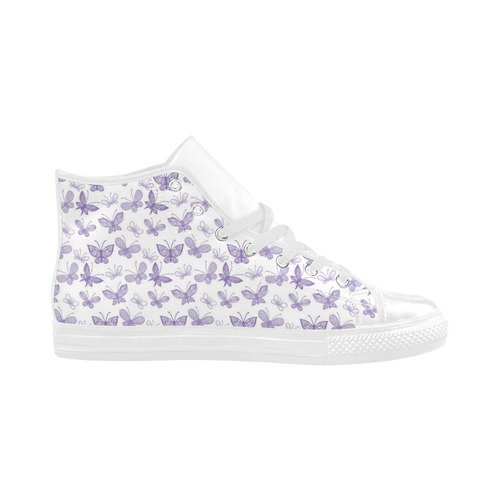 Cute Purple Butterflies Aquila High Top Microfiber Leather Women's Shoes/Large Size (Model 032)