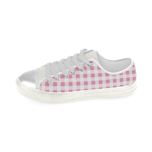 Petal Pink Gingham Women's Classic Canvas Shoes (Model 018)