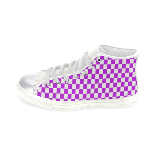 Bright Purple Gingham Women's Classic High Top Canvas Shoes (Model 017)