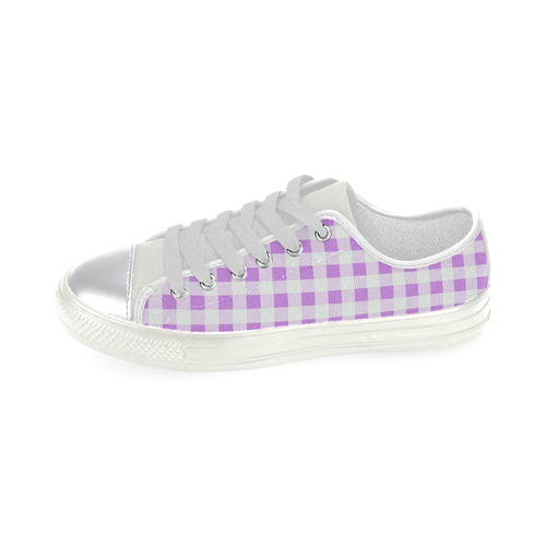 Lavender Gingham Women's Classic Canvas Shoes (Model 018)