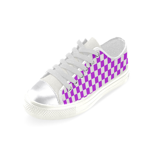 Bright Purple Gingham Women's Classic Canvas Shoes (Model 018)
