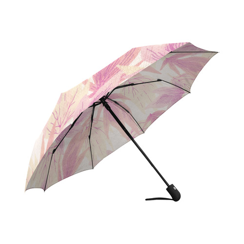 Watercolor Floral Leaf Pattern- Auto-Foldable Umbrella (Model U04)