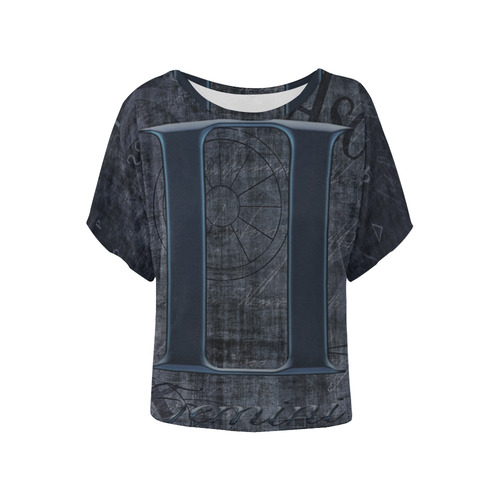 Astrology Zodiac Sign Gemini in Grunge Style Women's Batwing-Sleeved Blouse T shirt (Model T44)