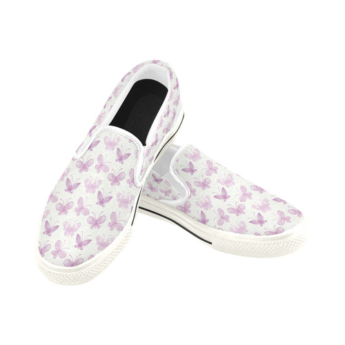 Fantastic Pink Butterflies Women's Slip-on Canvas Shoes/Large Size (Model 019)