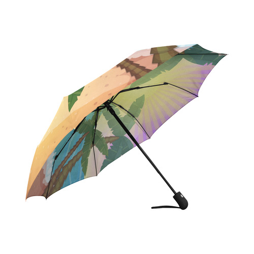 Tropical Sunset Palm Trees Beach Auto-Foldable Umbrella (Model U04)