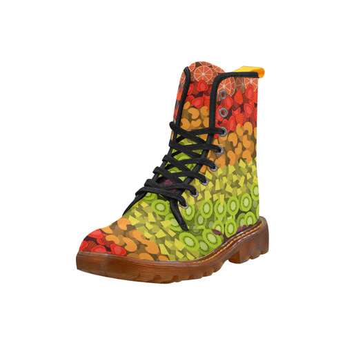 Red Green Yeelow Fruit Pattern Kiwi Grapes Martin Boots For Women Model 1203H